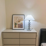 Aleisha Modern Pleated Fabric Shade Table Lamp with Chrome Base for Bedroom and Living Room