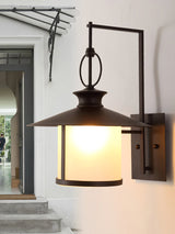 classic-brown-iron-outdoor-wall-lantern-sconce-with-white-glass-shade-for-entryway