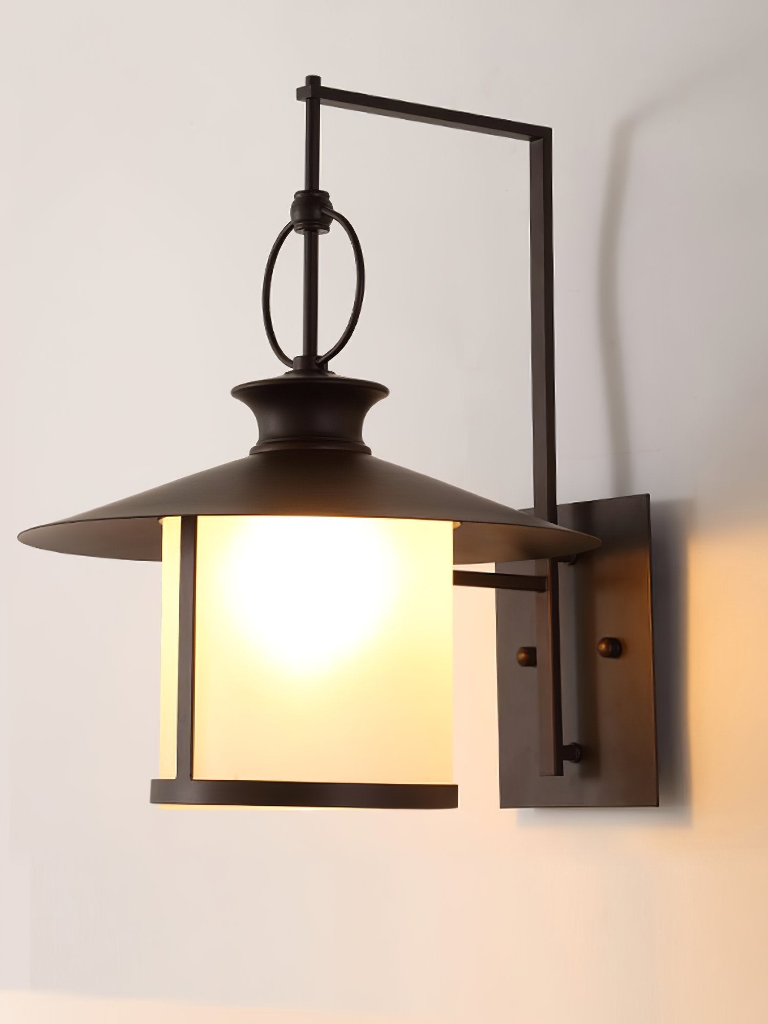 classic-brown-iron-outdoor-wall-lantern-sconce-with-white-glass-shade-for-entryway