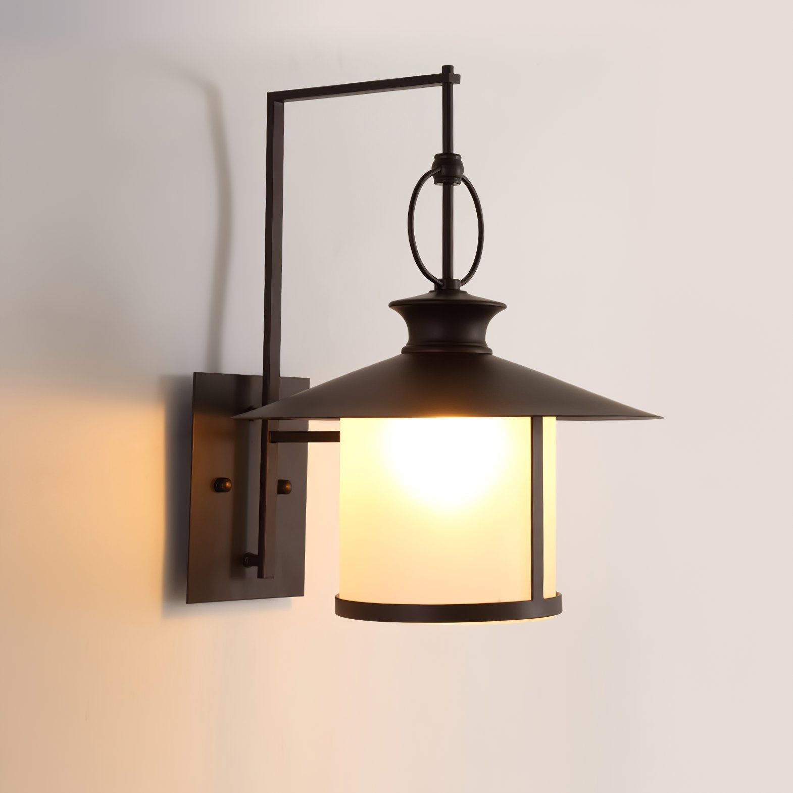 classic-brown-iron-outdoor-wall-lantern-sconce-with-white-glass-shade-for-entryway