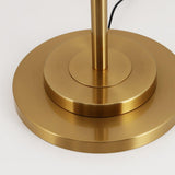 Modern Tall Linear Floor Lamp with Gold Metal Accents and Beige Fabric Shade
