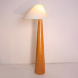 Modern Wood Floor Lamp with Asymmetrical Linen Shade for Contemporary Living Room Lighting