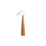 Modern Wood Floor Lamp with Asymmetrical Linen Shade for Contemporary Living Room Lighting