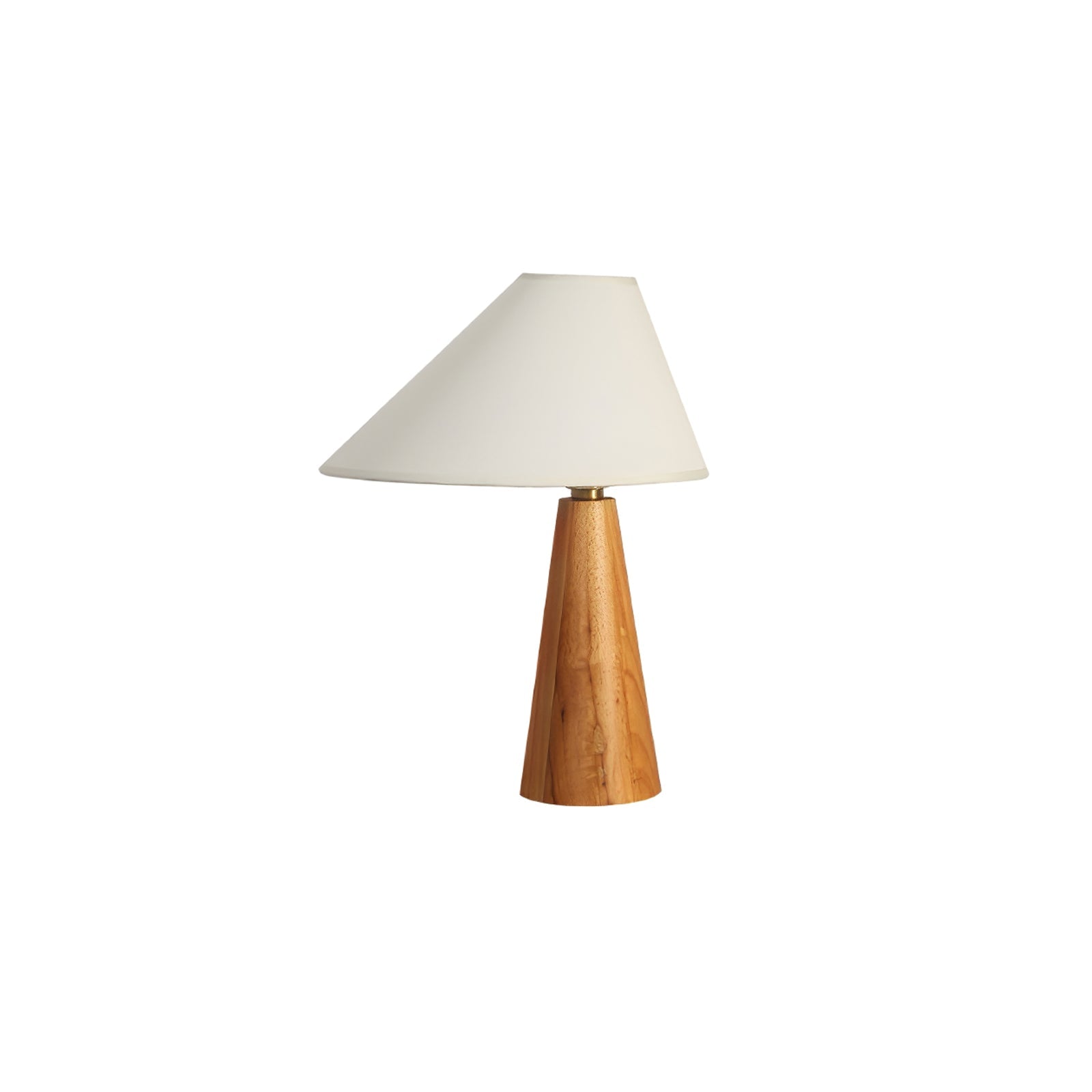 Minimalist Wooden Bedside Table Lamp with Asymmetrical White Fabric Shade