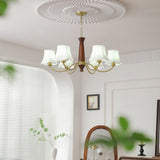 modern-conical-fabric-chandelier-with-brass-and-walnut-wood-accents-for-living-room