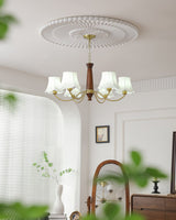 modern-conical-fabric-chandelier-with-brass-and-walnut-wood-accents-for-living-room