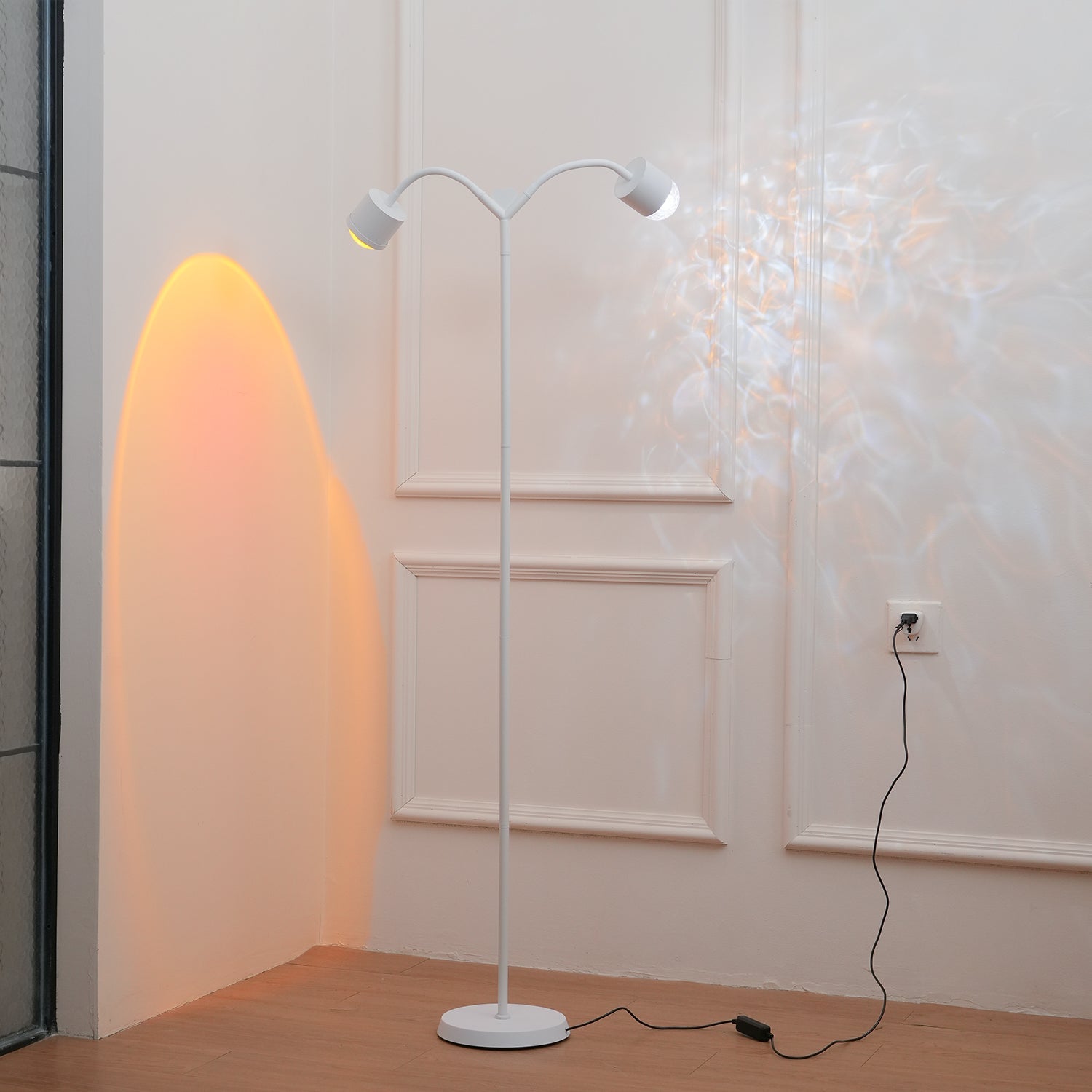Modern Ripple and Sunset Red Ambient Floor Lamp Contemporary LED Standing Accent Light
