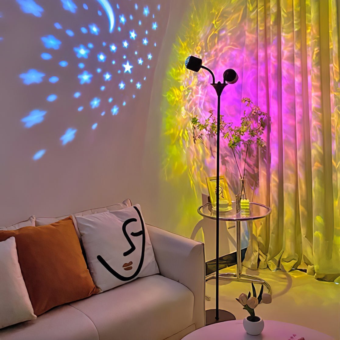 Modern Ripple and Sunset Red Ambient Floor Lamp Contemporary LED Standing Accent Light