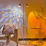Modern Ripple and Sunset Red Ambient Floor Lamp Contemporary LED Standing Accent Light
