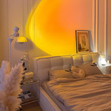 Modern Ripple and Sunset Red Ambient Floor Lamp Contemporary LED Standing Accent Light