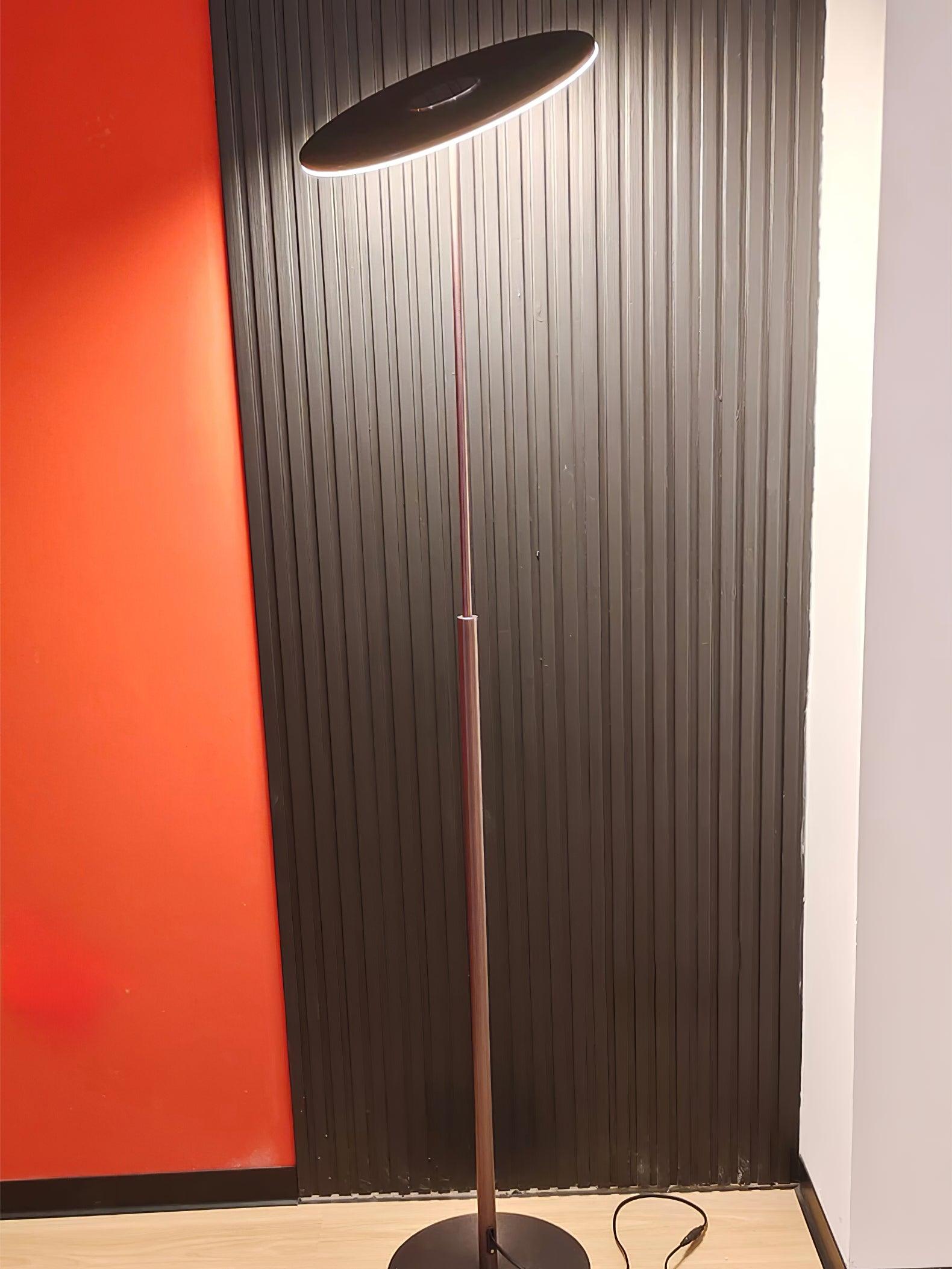 Ambra Modern LED Torchiere Floor Lamp with Acrylic Shade and Brown Finish
