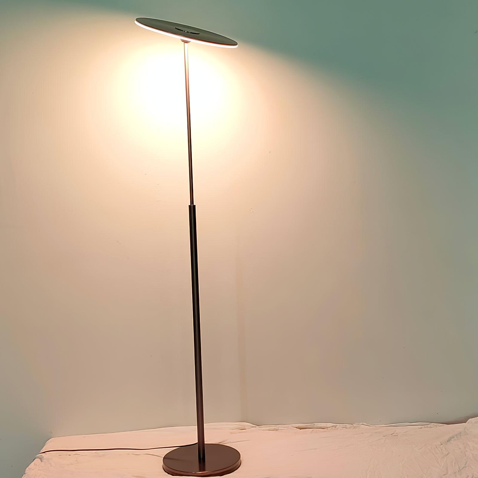 Ambra Modern LED Torchiere Floor Lamp with Acrylic Shade and Brown Finish