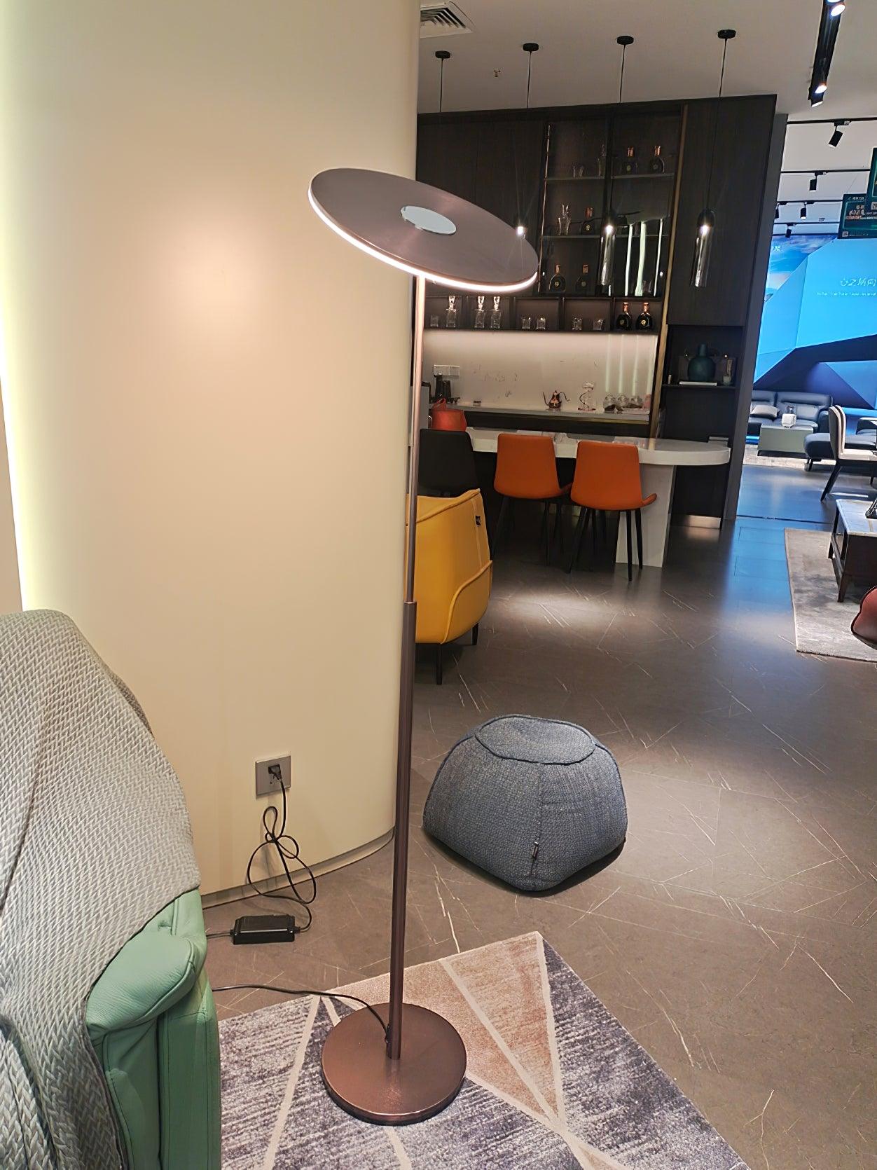 Ambra Modern LED Torchiere Floor Lamp with Acrylic Shade and Brown Finish