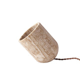 Modern Yellow Travertine Stone Table Lamp with Natural Wood Edge for Bedside