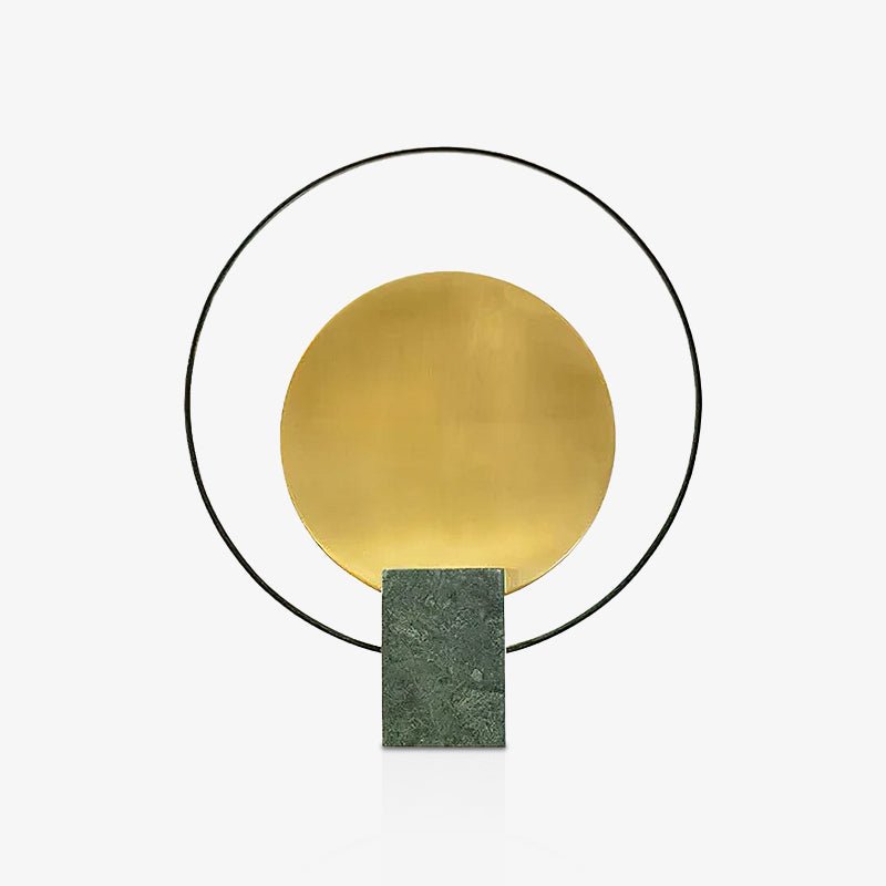 Geometric Hoop Industrial LED Table Lamp with Marble Base and Aged Gold Accents