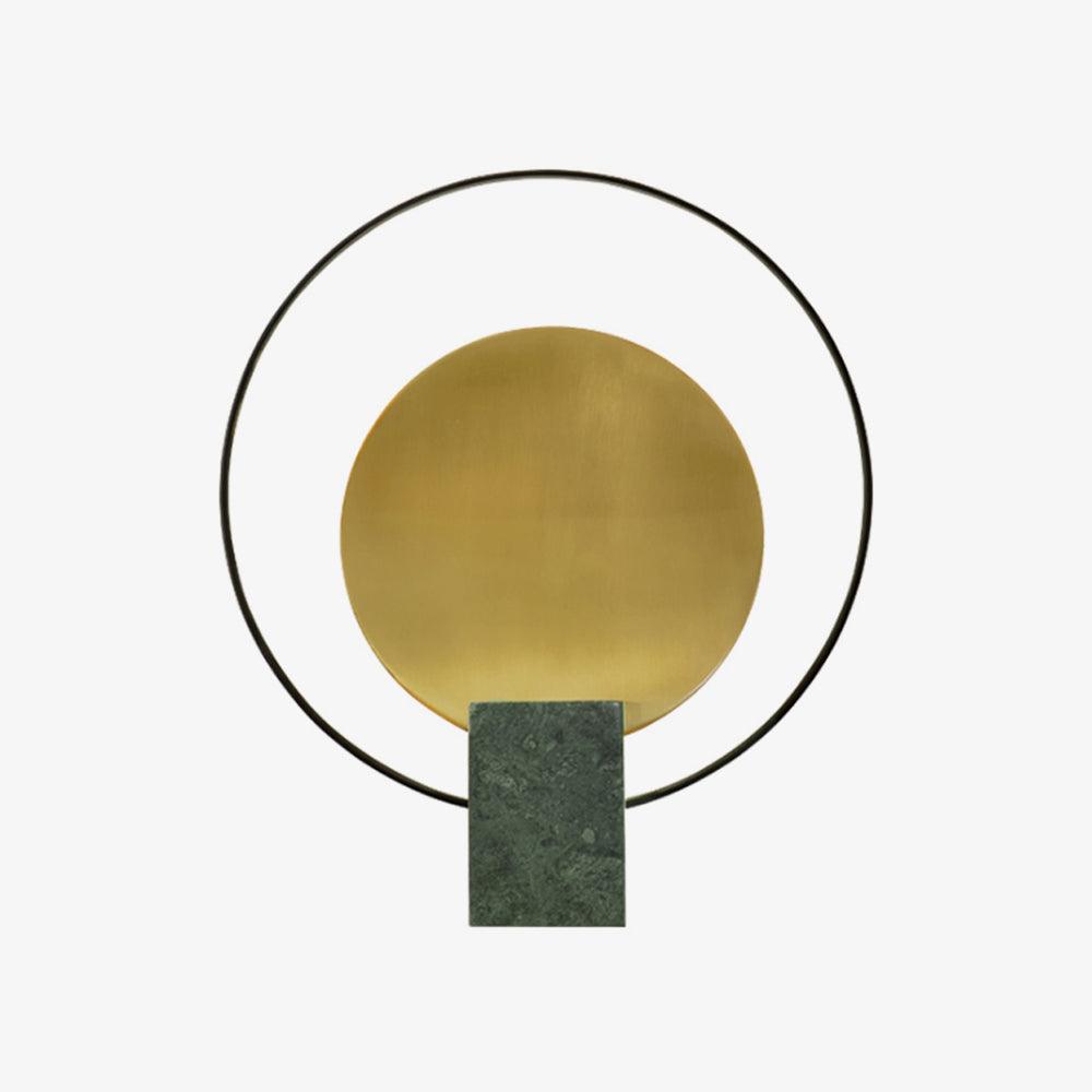 Geometric Hoop Industrial LED Table Lamp with Marble Base and Aged Gold Accents