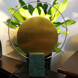 Geometric Hoop Industrial LED Table Lamp with Marble Base and Aged Gold Accents