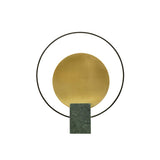 Geometric Hoop Industrial LED Table Lamp with Marble Base and Aged Gold Accents