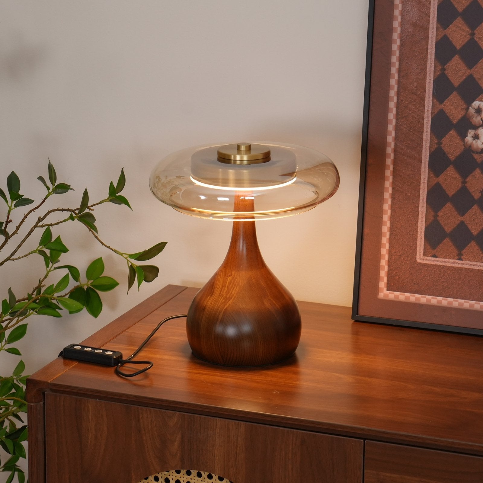 vintage-style-brass-and-walnut-wood-table-lamp-with-cognac-glass-shade