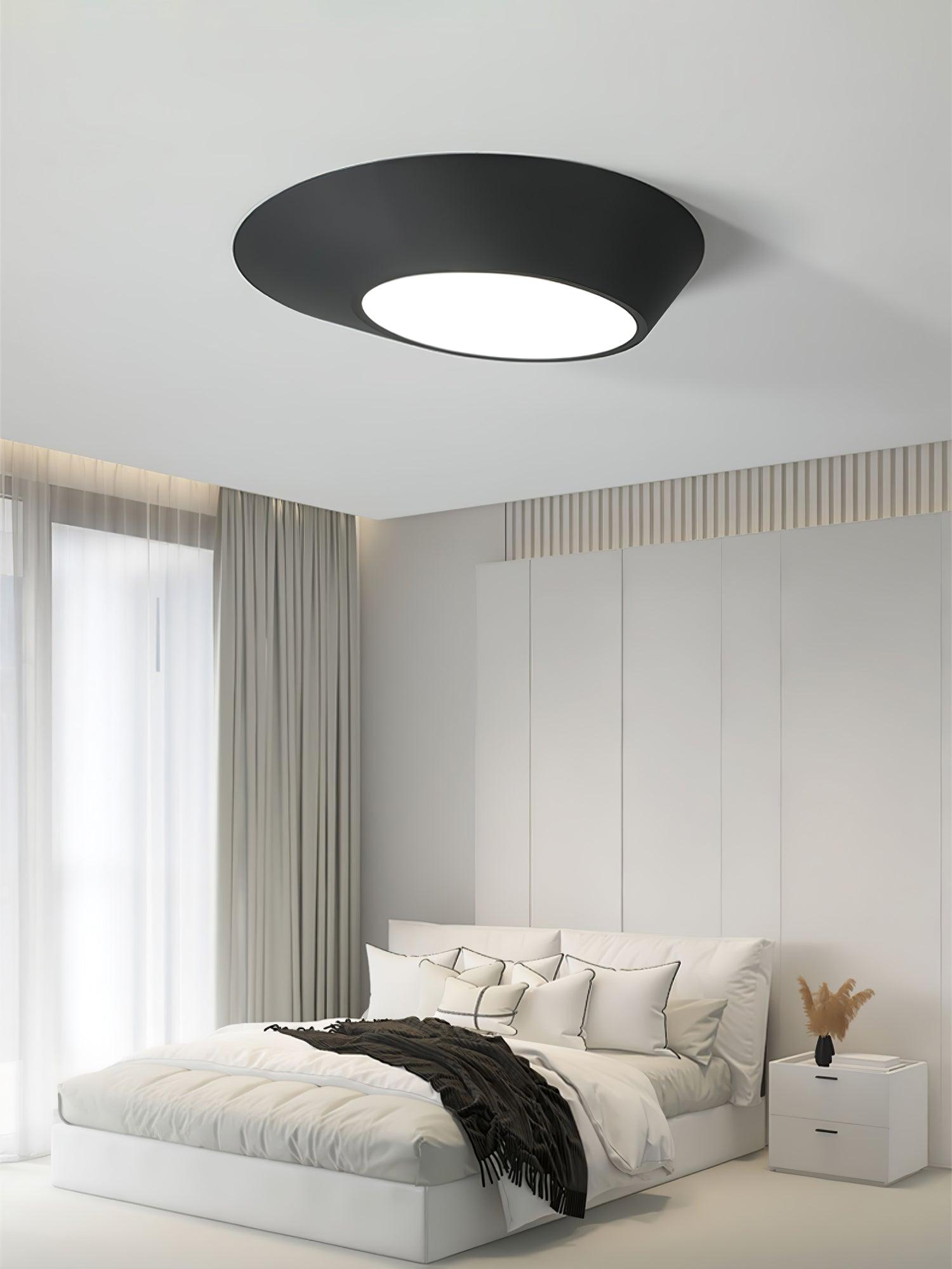 Modern Angled LED Flush Mount Ceiling Light with Geometric Inclined Design