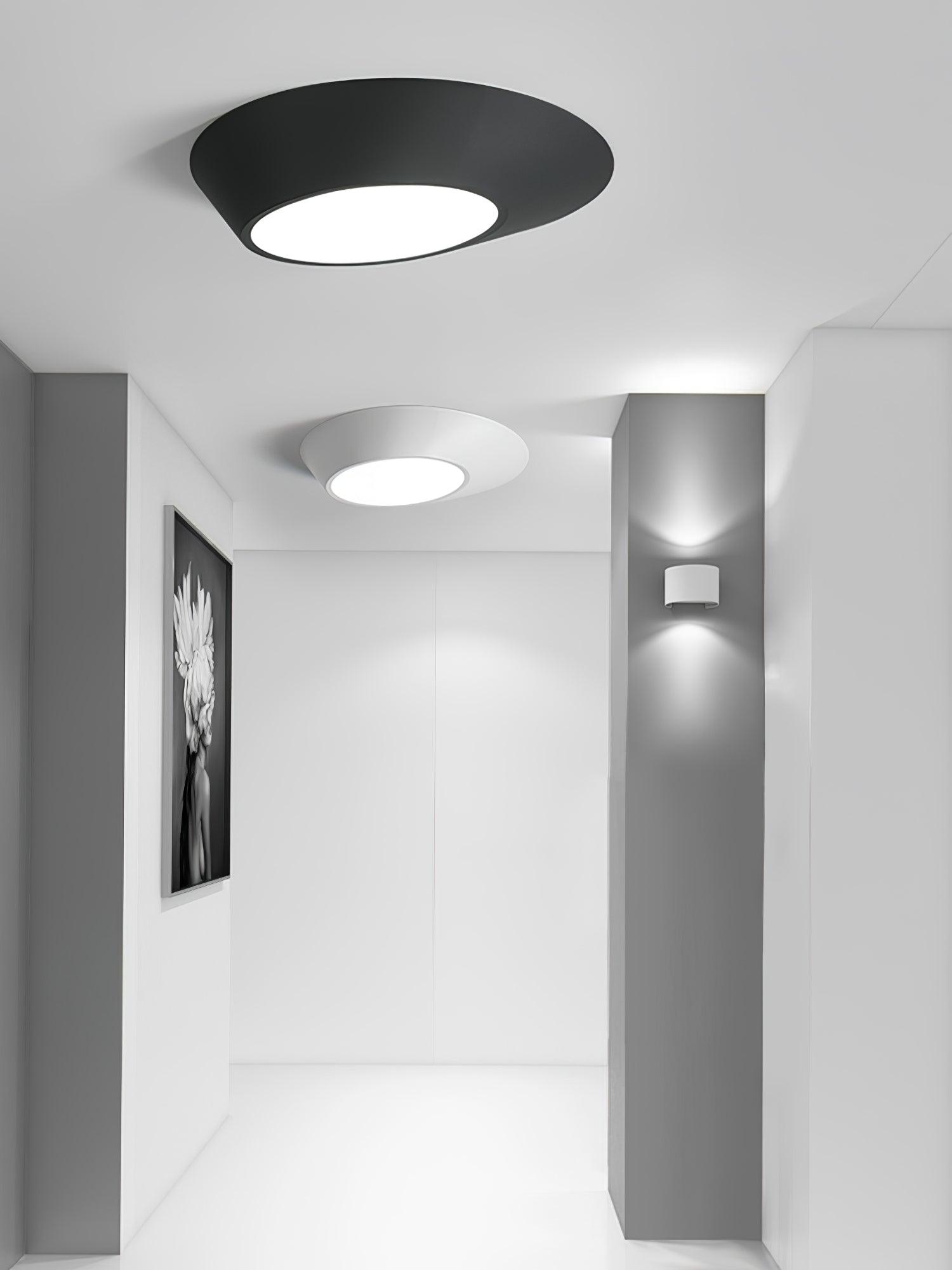 Modern Angled LED Flush Mount Ceiling Light with Geometric Inclined Design
