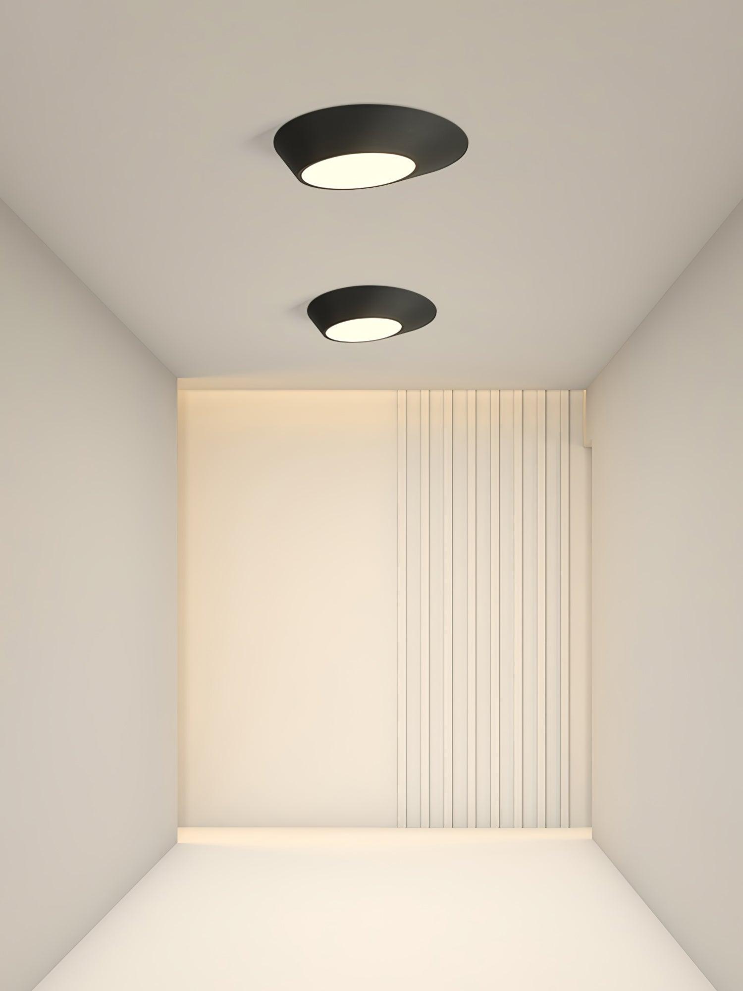 Modern Angled LED Flush Mount Ceiling Light with Geometric Inclined Design