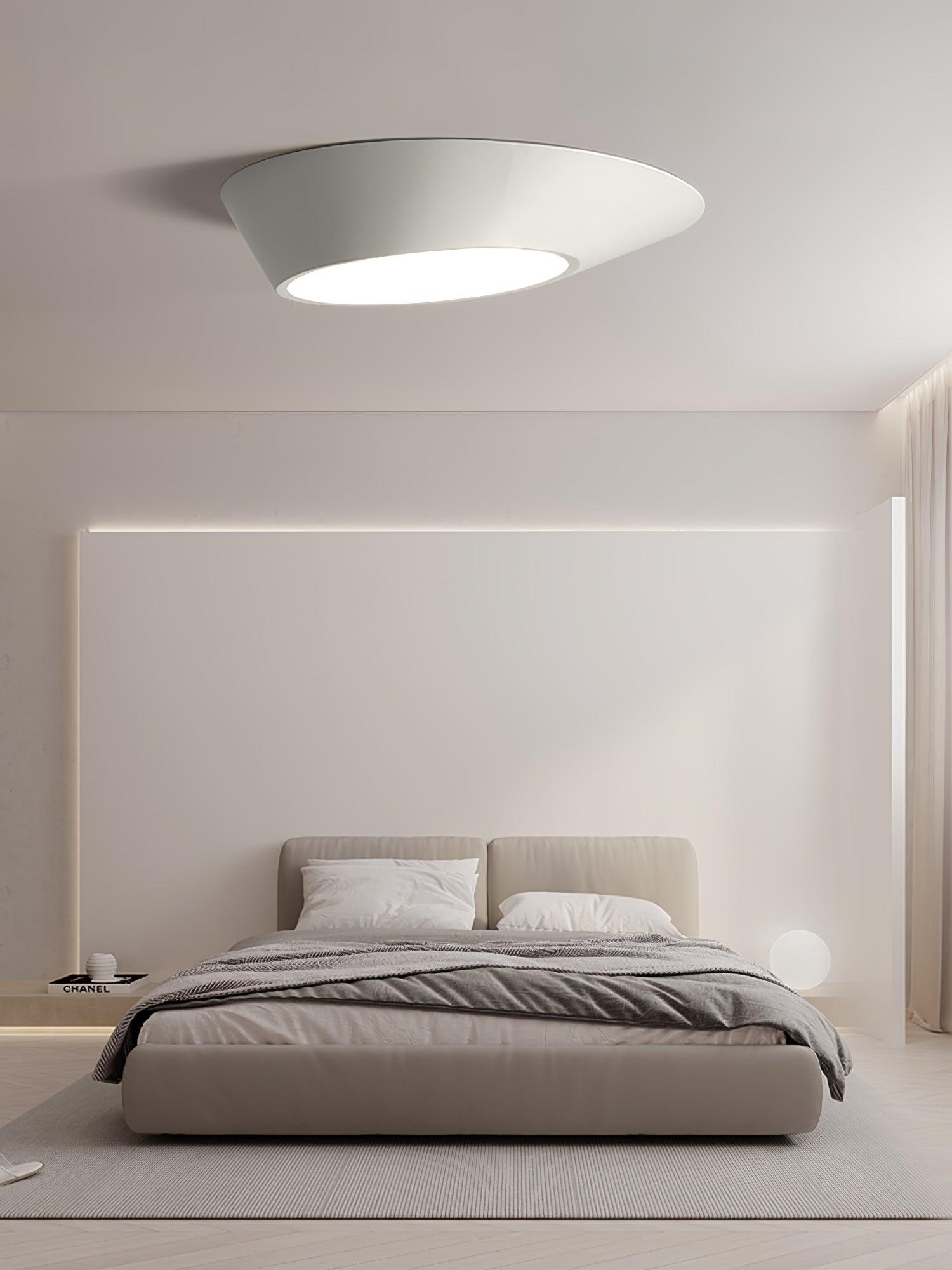 Modern Angled LED Flush Mount Ceiling Light with Geometric Inclined Design