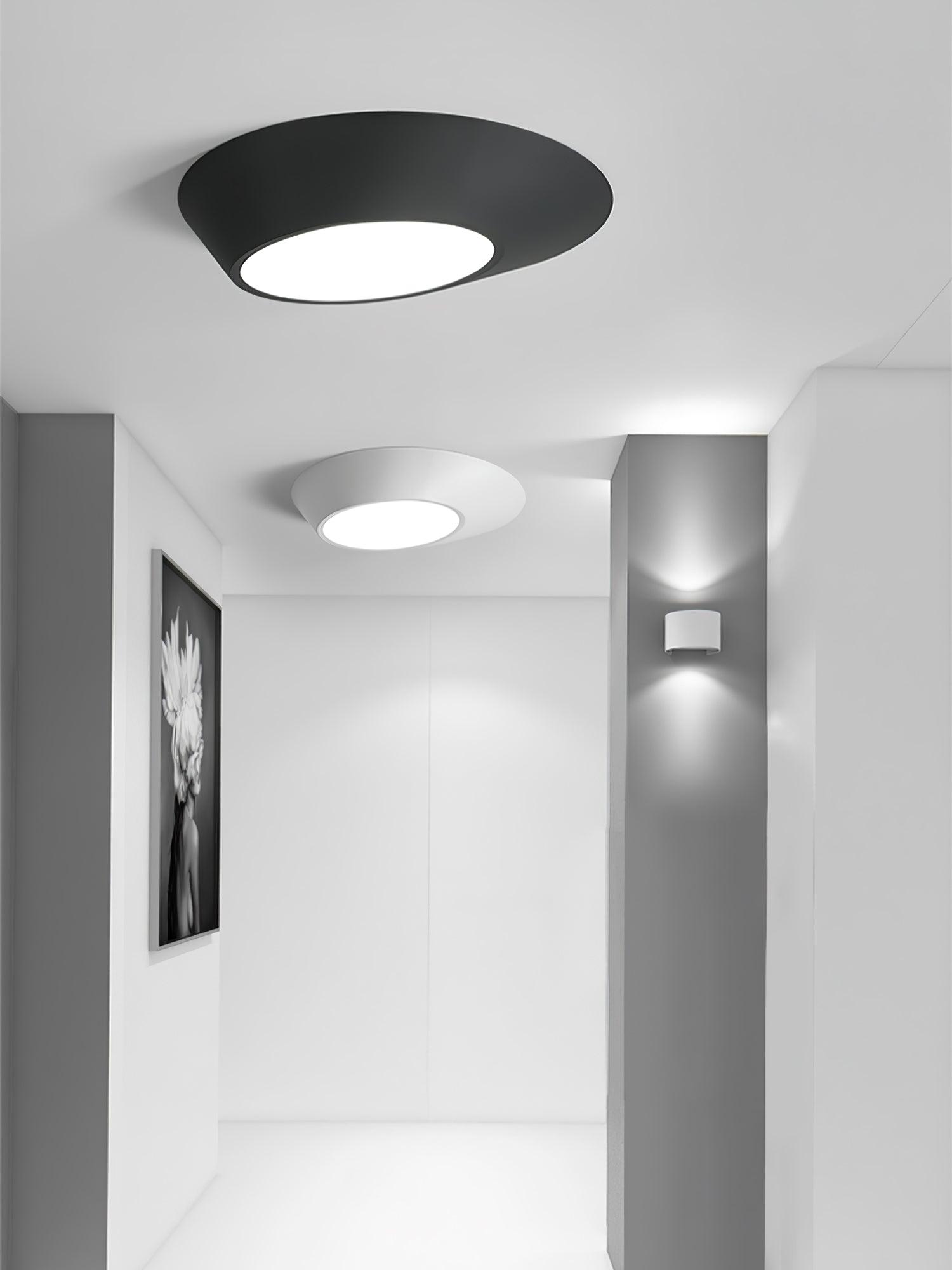 Modern Angled LED Flush Mount Ceiling Light with Geometric Inclined Design