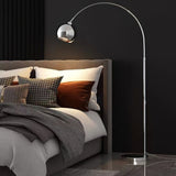 Modern Angler Chrome Floor Lamp with Adjustable Telescopic Arm and Metal Uplight for Living Room