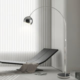 Modern Angler Chrome Floor Lamp with Adjustable Telescopic Arm and Metal Uplight for Living Room