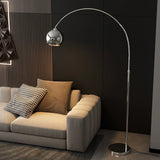 Modern Angler Chrome Floor Lamp with Adjustable Telescopic Arm and Metal Uplight for Living Room