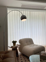 Modern Angler Chrome Floor Lamp with Adjustable Telescopic Arm and Metal Uplight for Living Room