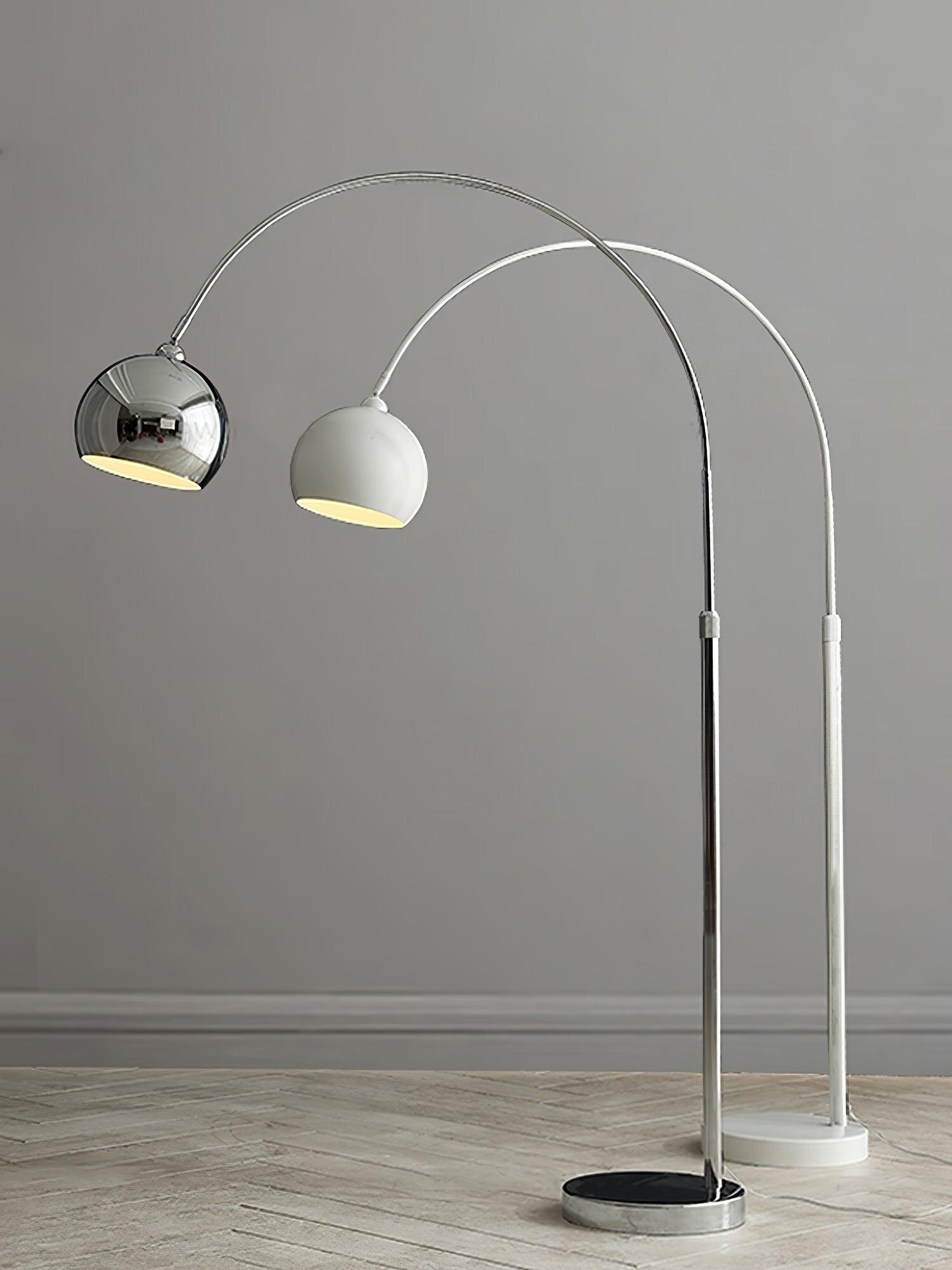 Modern Angler Chrome Floor Lamp with Adjustable Telescopic Arm and Metal Uplight for Living Room