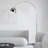 Modern Angler Chrome Floor Lamp with Adjustable Telescopic Arm and Metal Uplight for Living Room