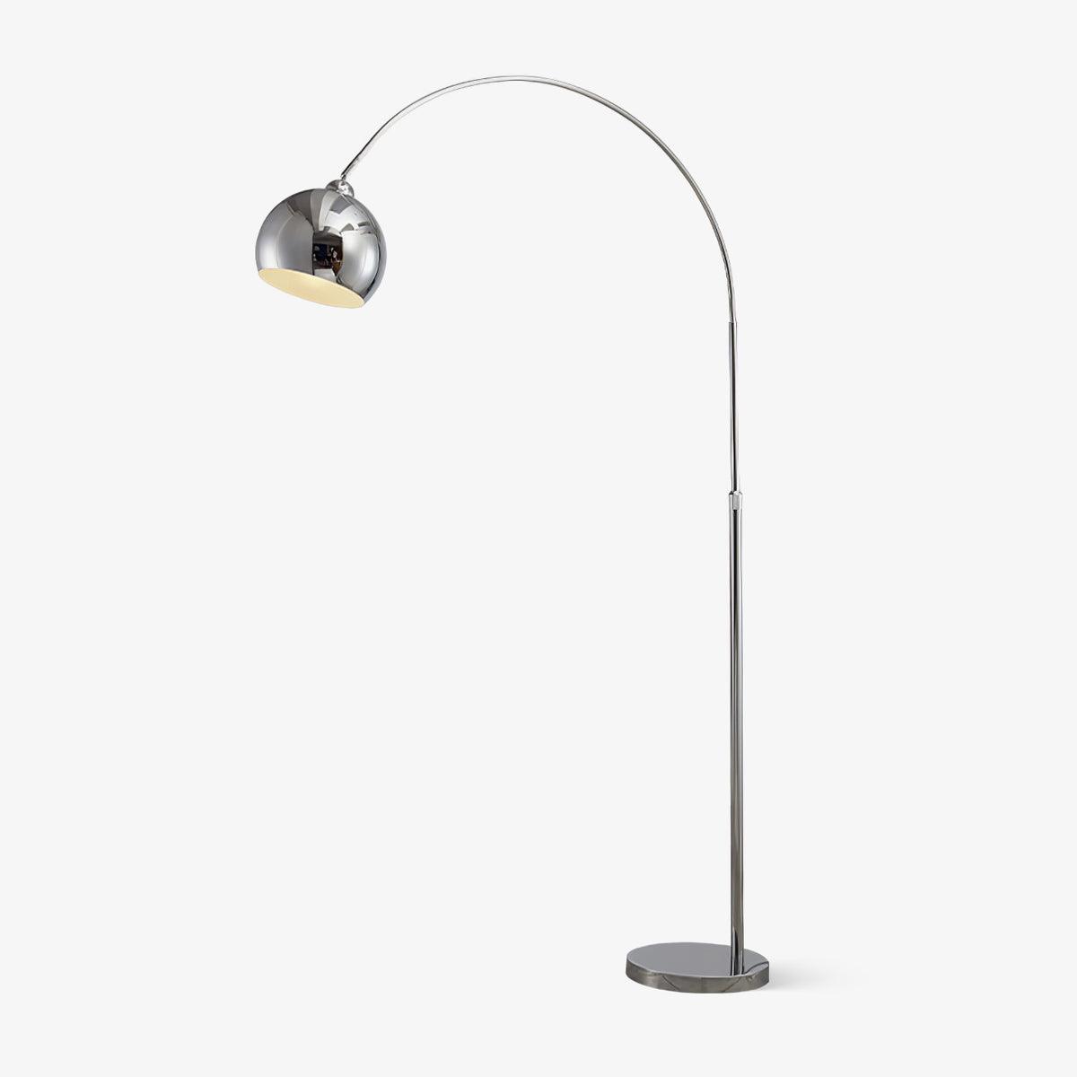 Modern Angler Chrome Floor Lamp with Adjustable Telescopic Arm and Metal Uplight for Living Room