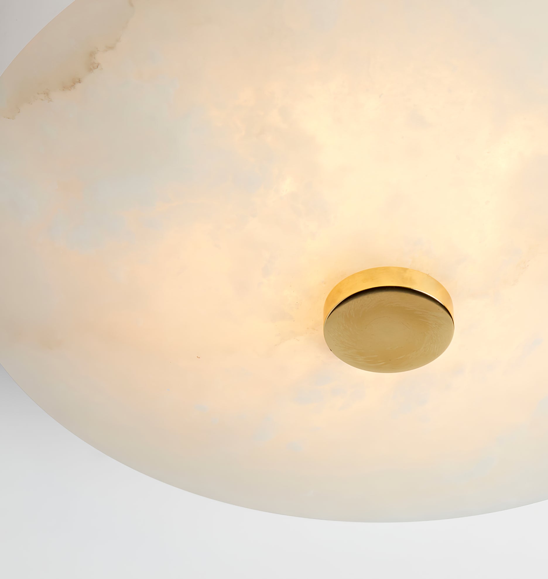 Modern Alabaster Flush Mount Ceiling Light with Brass Accents and Handcrafted Stone Shade