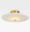 Modern Alabaster Flush Mount Ceiling Light with Brass Accents and Handcrafted Stone Shade