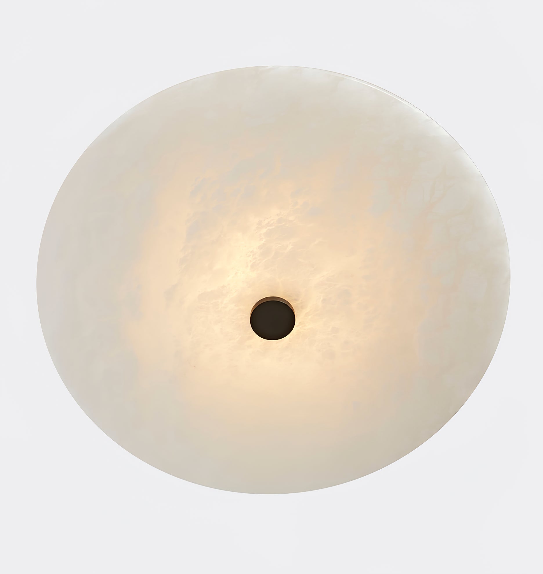 Modern Alabaster Flush Mount Ceiling Light with Brass Accents and Handcrafted Stone Shade