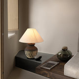 Ansel Modern Textured Black Ceramic Table Lamp with Beige Fabric Shade