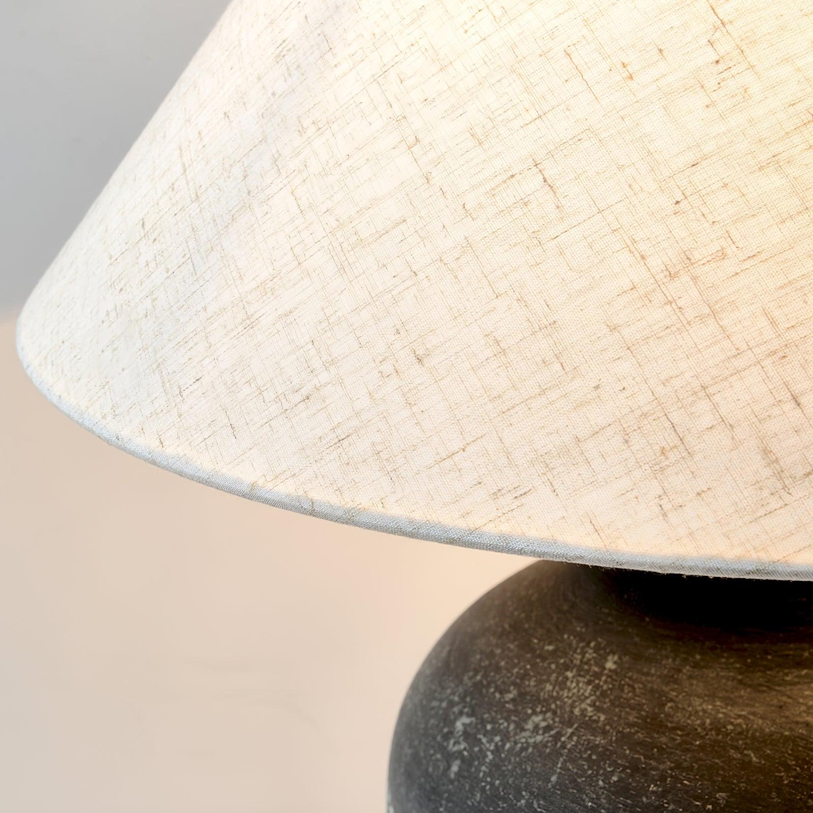 Ansel Modern Textured Black Ceramic Table Lamp with Beige Fabric Shade