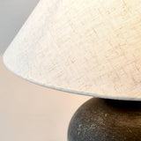 Ansel Modern Textured Black Ceramic Table Lamp with Beige Fabric Shade