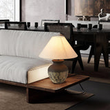 Ansel Modern Textured Black Ceramic Table Lamp with Beige Fabric Shade