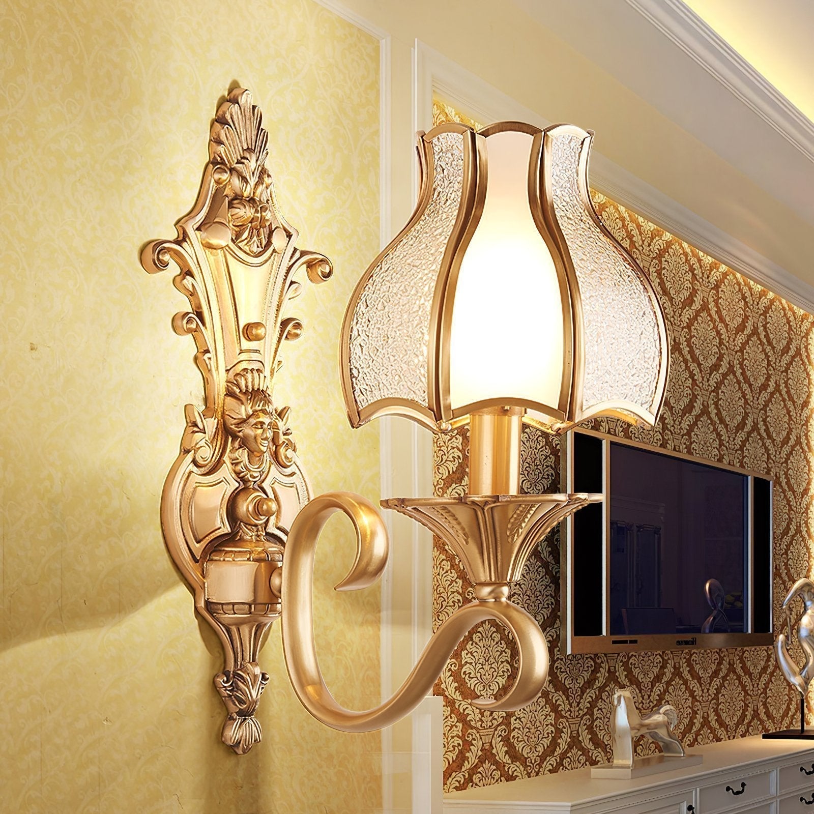elegant-brass-and-white-glass-wall-sconce-light-fixture-for-modern-interior-spaces