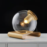Modern Glass Globe Table Lamp with Gold Metal Base for Bedside Lighting