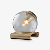 Modern Glass Globe Table Lamp with Gold Metal Base for Bedside Lighting