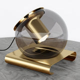 Modern Glass Globe Table Lamp with Gold Metal Base for Bedside Lighting