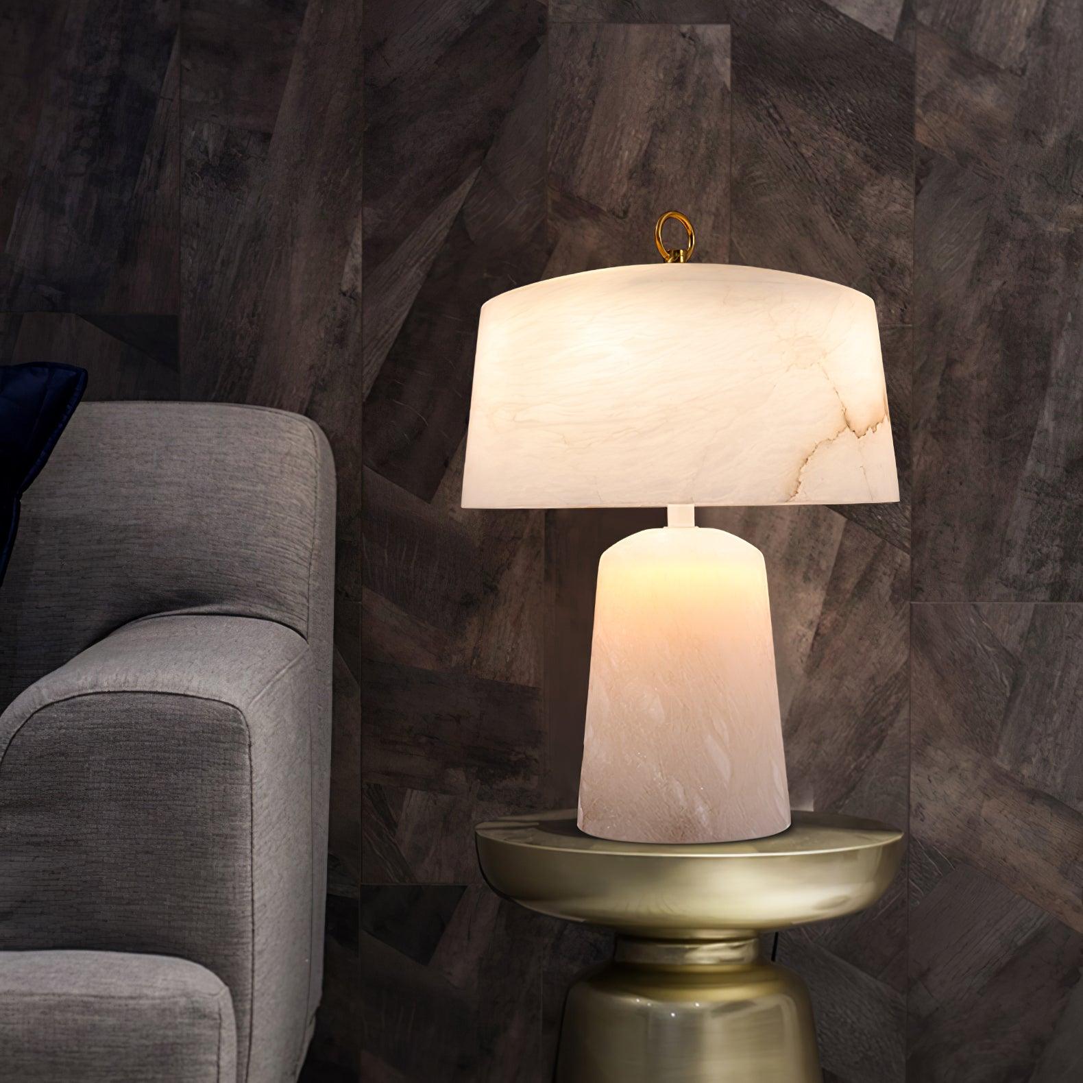 Vintage Marble and Brass Table Lamp for Luxury Bedside and Living Room Lighting