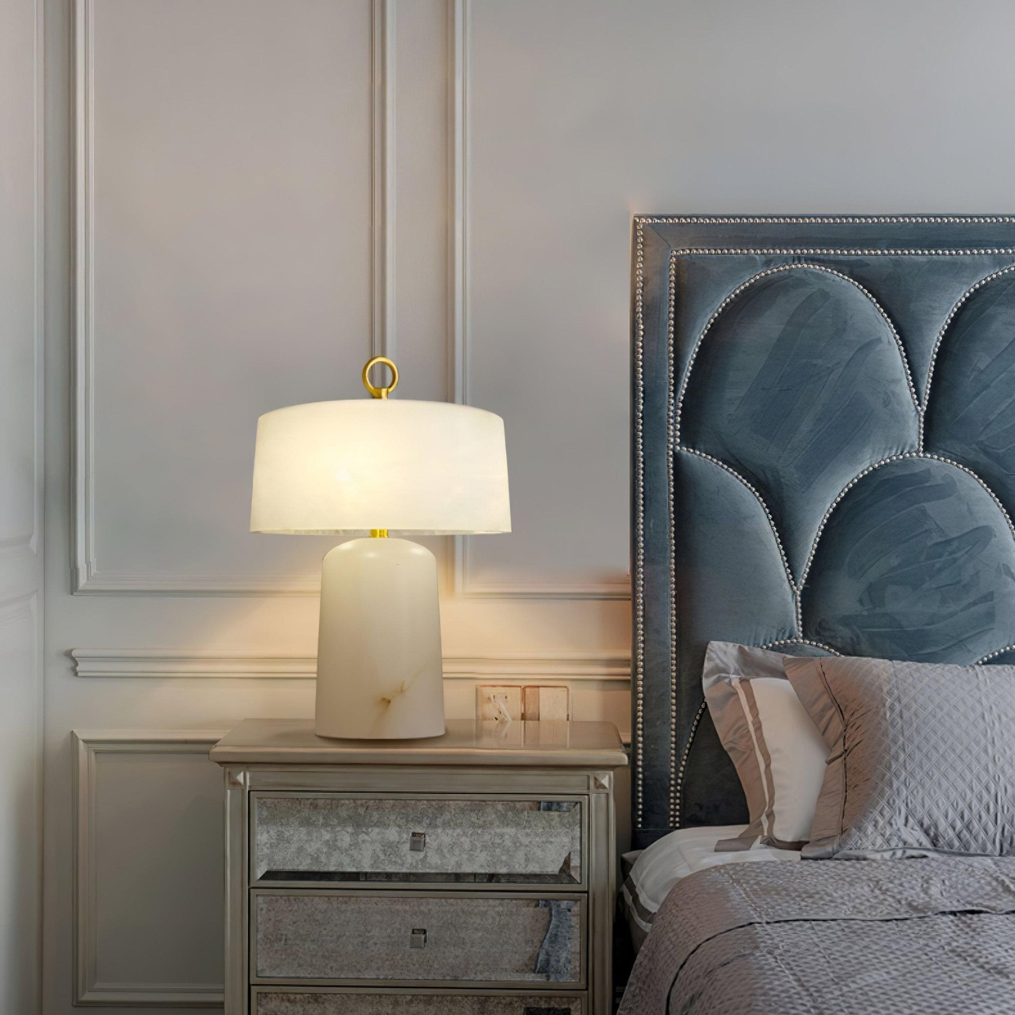 Vintage Marble and Brass Table Lamp for Luxury Bedside and Living Room Lighting