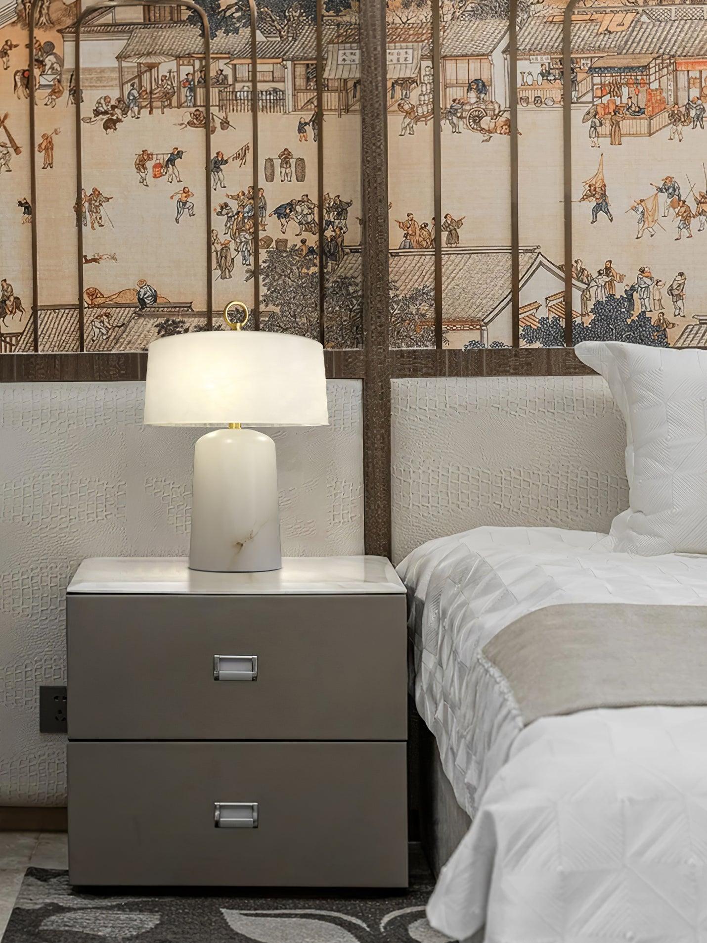 Vintage Marble and Brass Table Lamp for Luxury Bedside and Living Room Lighting
