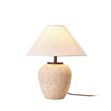 Modern Natural Yellow Travertine Table Lamp with White Fabric Shade for Bedroom and Living Room